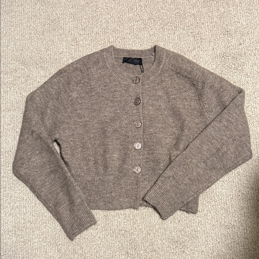 Zara Taupe Button-Up Cardigan